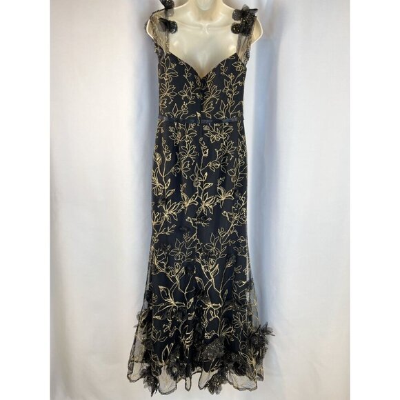 NEW Marchesa Notte Black Off-The-Shoulder Embroidered Gown $995 - Picture 7 of 14